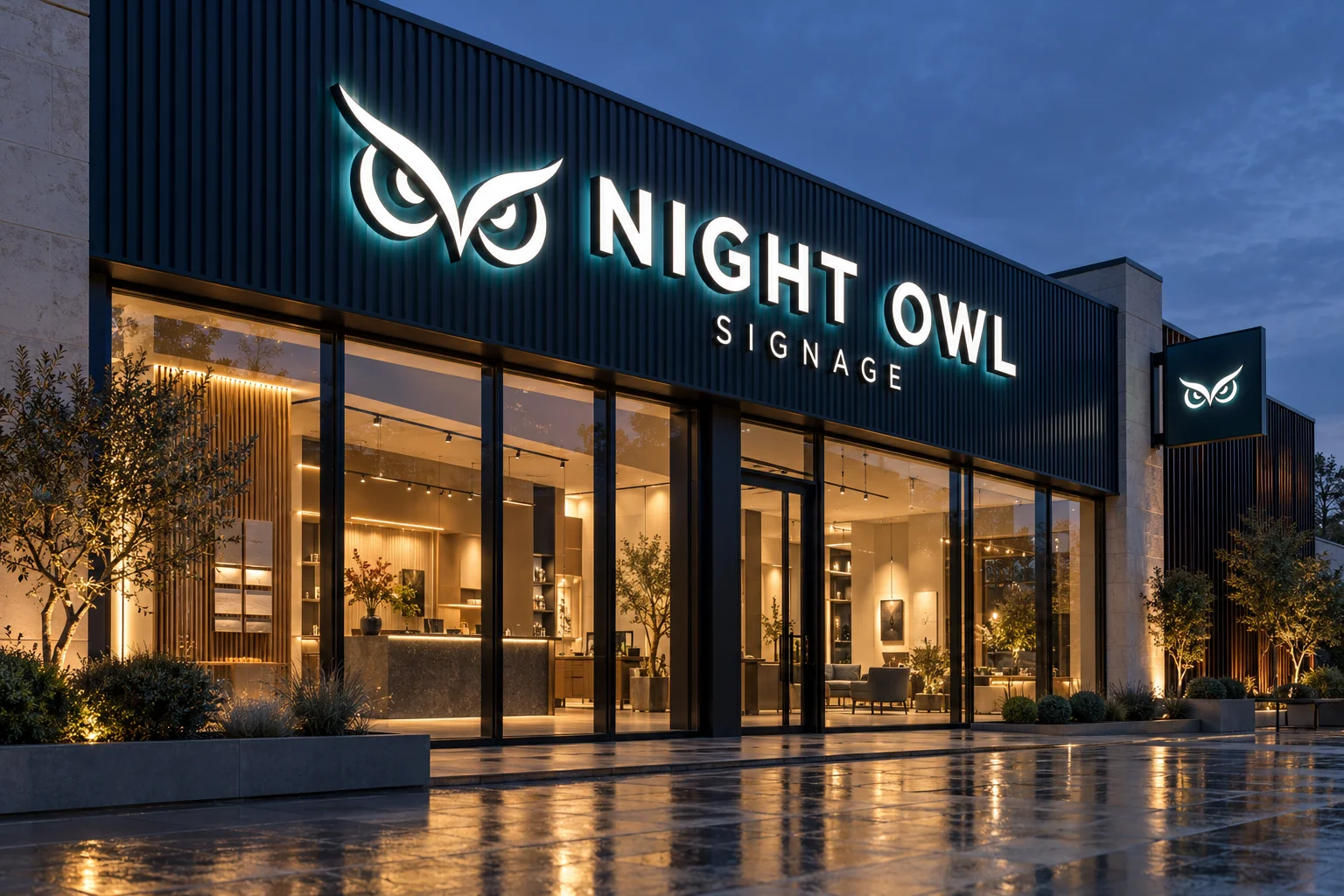Night Owl Signage shopfront brand concept